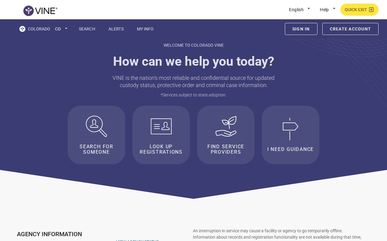 Routt County 72-hour release Colorado VINE search registration source