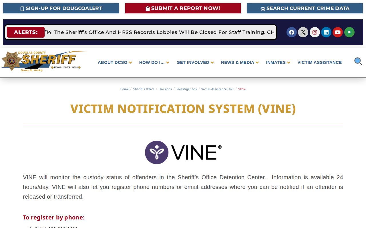 Routt County VINELink release check Colorado VINE online source